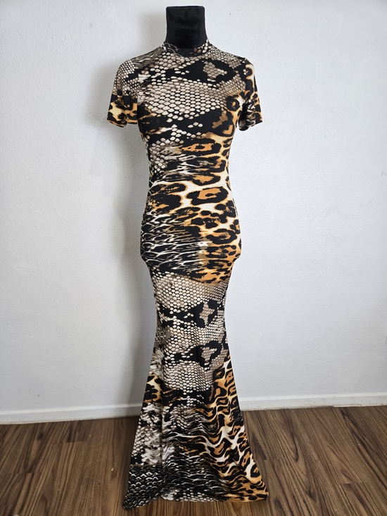 Fashion Nova Dresses & Skirts - Reptile-Inspired Leopard & Snake Print Maxi Dress in Black and Brown